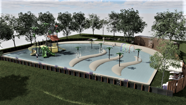 Damfield presenta el primer splash park de Funes y la región para su colonia de vacaciones